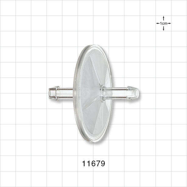 Insufflation Filter, Barbed - 50 mm; 0.337 inch OD Hose Barbs (8.55 mm); 0.1 micron - 11679