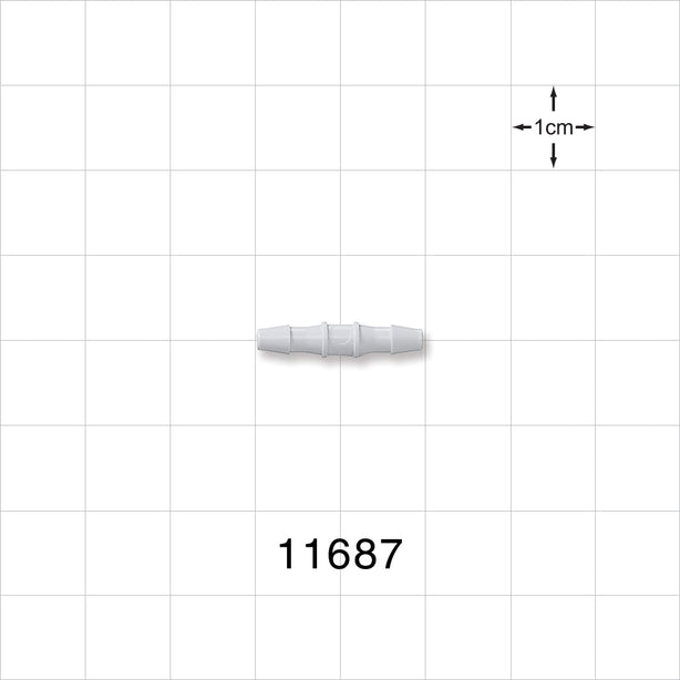Straight Connector, Barbed, Natural - Fits 3/32 inch ID Tubing (0.094 inch, 2.38 mm) - 11687