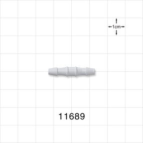 Straight Connector, Barbed, Natural - Fits 1/8 inch ID Tubing (0.125 inch, 3.18 mm) - 11689
