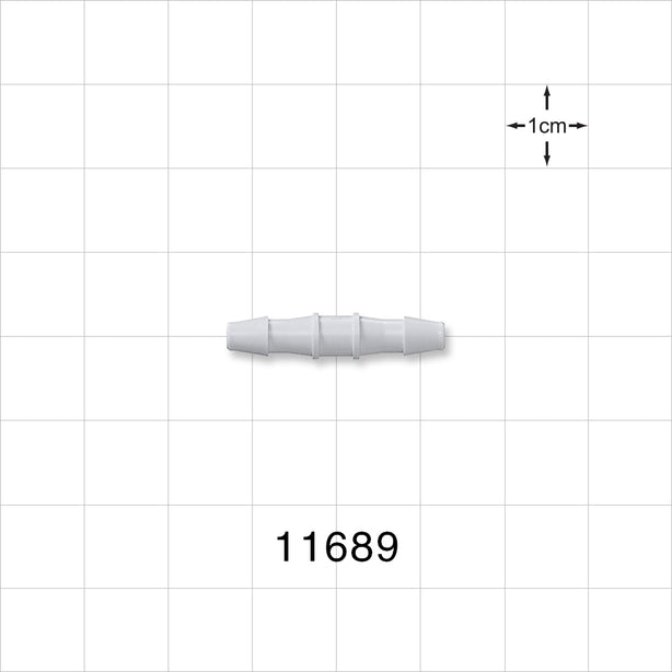 Straight Connector, Barbed, Natural - Fits 1/8 inch ID Tubing (0.125 inch, 3.18 mm) - 11689