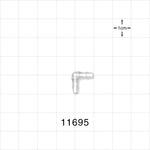 Elbow Connector, Barbed, Natural - Fits 3/32 inch ID Tubing (0.094 inch, 2.38 mm) - 11695