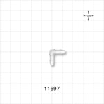 Elbow Connector, Barbed, Natural - Fits 1/8 inch ID Tubing (0.125 inch, 3.18 mm) - 11697