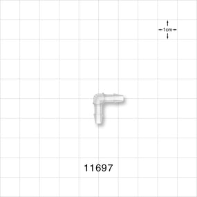 Elbow Connector, Barbed, Natural - Fits 1/8 inch ID Tubing (0.125 inch, 3.18 mm) - 11697