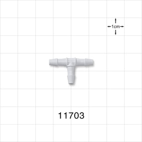 T Connector, Barbed, Natural - Fits 1/8 inch ID Tubing (0.125 inch, 3.18 mm) - 11703