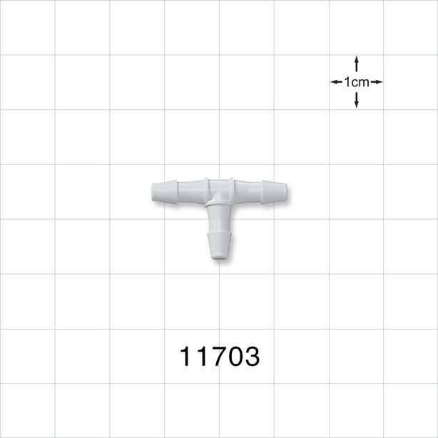 T Connector, Barbed, Natural - Fits 1/8 inch ID Tubing (0.125 inch, 3.18 mm) - 11703