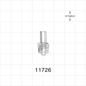 Male Luer Lock, Tubing Port, Clear - 0.138 inch - 0.13 inch ID (3.5 mm - 3.3 mm) - 11726