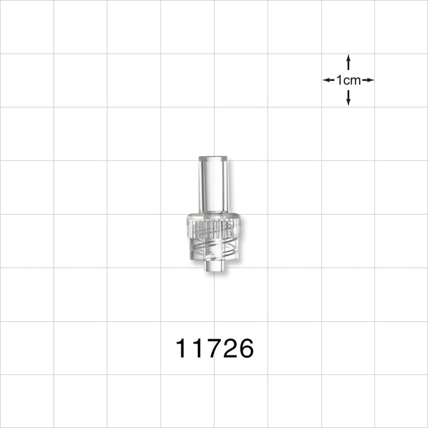 Male Luer Lock, Tubing Port, Clear - 0.138 inch - 0.13 inch ID (3.5 mm - 3.3 mm) - 11726