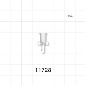 Female Luer Lock, Barbed, Clear - Fits 3/32 inch ID Tubing (0.094 inch, 2.38 mm) - 11728