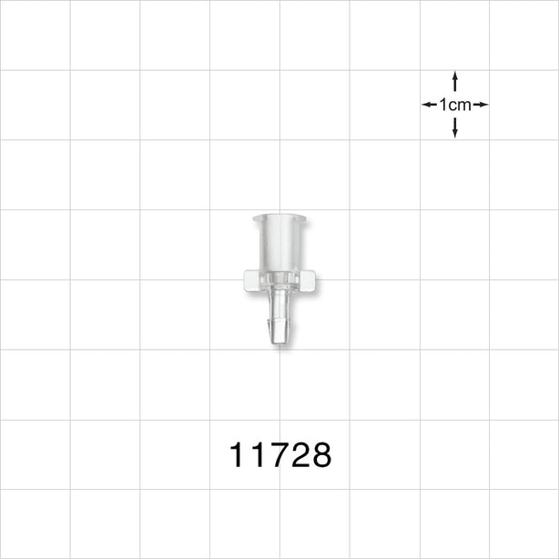 Female Luer Lock, Barbed, Clear - Fits 3/32 inch ID Tubing (0.094 inch, 2.38 mm) - 11728