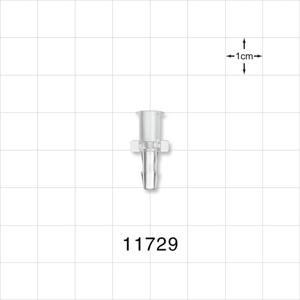 Female Luer Lock, Barbed, Clear - Fits 1/8 inch ID Tubing (0.125 inch, 3.18 mm) - 11729