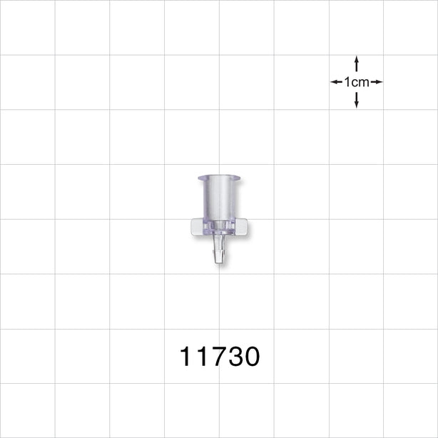 Female Luer Lock, Barbed, Clear - Fits 1/16 inch ID Tubing (0.063 inch, 1.59 mm) - 11730