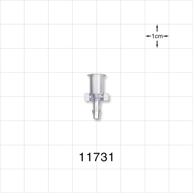 Female Luer Lock, Barbed, Clear - Fits 3/32 inch ID Tubing (0.094 inch, 2.38 mm) - 11731