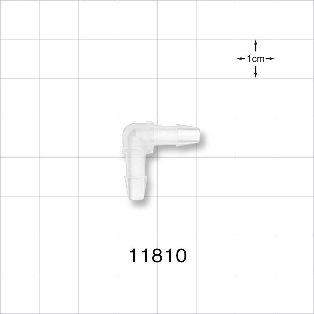 Elbow Connector, Barbed, Natural - Fits 5/32 inch ID Tubing (0.156 inch, 3.97 mm) - 11810
