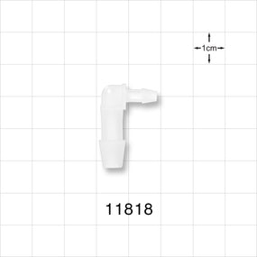 Elbow Connector, Barbed, Natural - Fits 1/4 inch ID x 1/8 inch ID Tubing (0.25 inch x 0.125 inch, 6.35 mm x 3.18 mm) - 11818