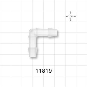 Elbow Connector, Barbed, Natural - Fits 1/4 inch ID Tubing (0.25 inch, 6.35 mm) - 11819