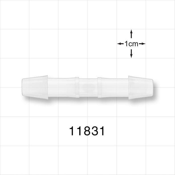 Straight Connector, Barbed, Natural - Fits 1/4 inch ID Tubing (0.25 inch, 6.35 mm) - 11831