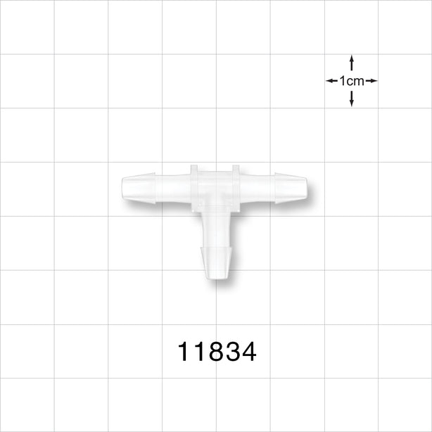 T Connector, Barbed, Natural - Fits 5/32 inch ID Tubing (0.156 inch, 3.97 mm) - 11834