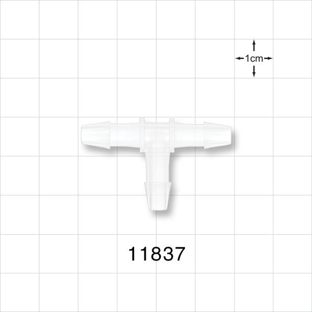 T Connector, Barbed, Natural - Fits 3/16 inch ID Tubing (0.188 inch, 4.76 mm) - 11837