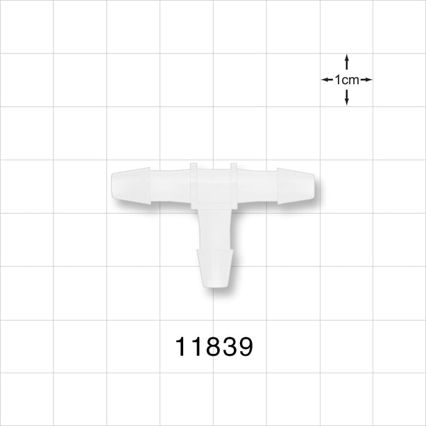 T Connector, Barbed, Natural - Fits 3/16 inch ID Tubing (0.188 inch, 4.76 mm) - 11839