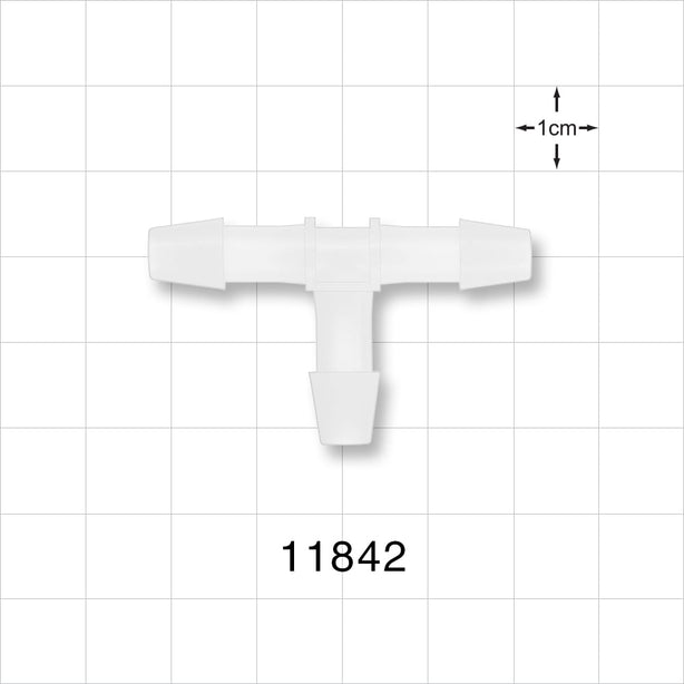 T Connector, Barbed, Natural - Fits 1/4 inch ID Tubing (0.25 inch, 6.35 mm) - 11842