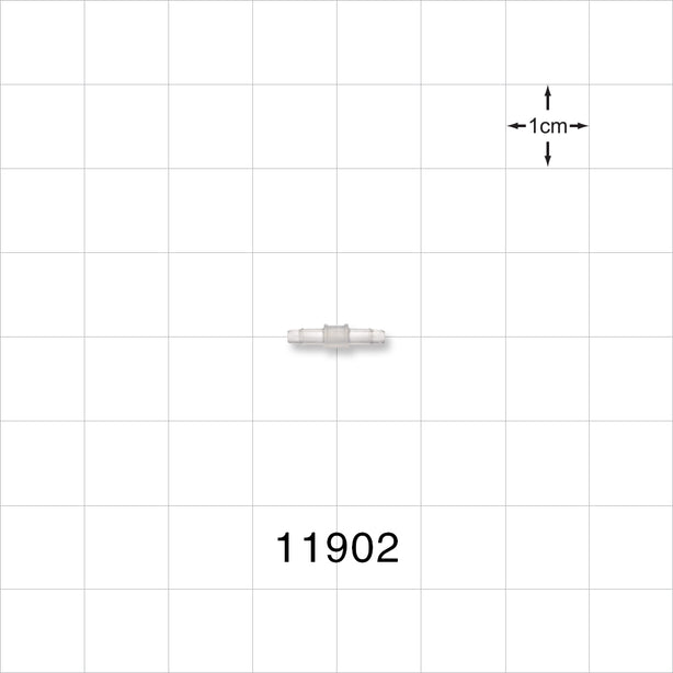 Straight Connector, Barbed, Natural - Fits 1/16 inch Tubing (0.063 inch, 1.59 mm) - 11902