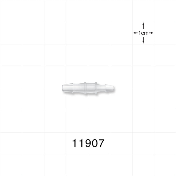 Straight Connector, Reducer, Barbed, Natural - Fits 1/8 inch x 3/32 inch ID Tubing (0.125 inch x 0.094 inch, 3.2 mm x 2.38 mm) - 11907