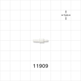 Straight Connector, Reducer, Barbed, White - Fits 3/32 inch x 1/16 inch ID Tubing (0.094 inch x 0.063 inch, 2.38 mm x 1.59 mm) - 11909