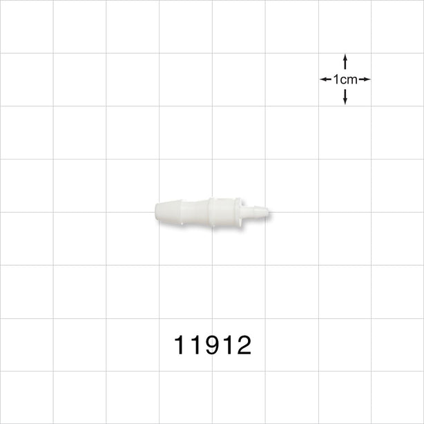 Straight Connector, Reducer, Barbed, White - Fits 1/8 inch x 1/16 inch ID Tubing (0.125 inch x 0.063 inch, 3.2 mm x 1.59 mm) - 11912