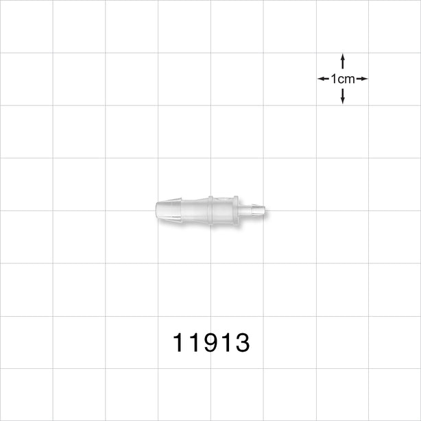 Straight Connector, Reducer, Barbed, Natural - Fits 1/8 inch x 1/16 inch ID Tubing (0.125 inch x 0.063 inch, 3.18 mm x 1.59 mm) - 11913