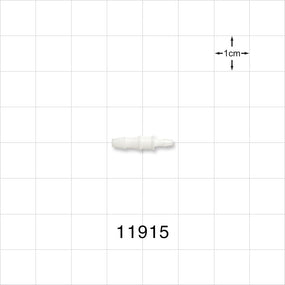 Straight Connector, Reducer, Barbed, White - Fits 3/32 inch x 1/16 inch ID Tubing (0.094 inch x 0.063 inch, 2.38 mm x 1.59 mm) - 11915