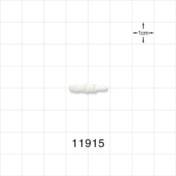 Straight Connector, Reducer, Barbed, White - Fits 3/32 inch x 1/16 inch ID Tubing (0.094 inch x 0.063 inch, 2.38 mm x 1.59 mm) - 11915
