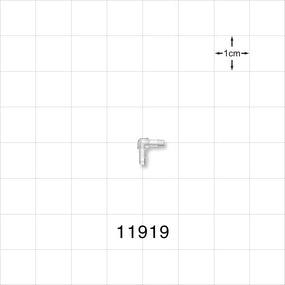 Elbow Connector, Barbed, Natural - Fits 1/16 inch ID Tubing (0.063 inch, 1.59 mm) - 11919