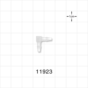 Elbow Connector, Barbed, Natural - Fits 3/32 inch ID Tubing (0.094 inch, 2.38 mm) - 11923