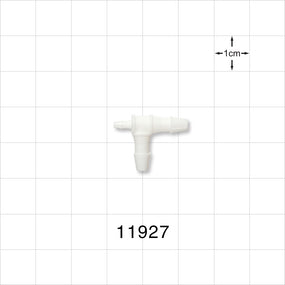 T Connector, Reducer, Barbed, White - Fits 1/16 inch ID Tubing (0.063 inch, 1.59 mm); Fits 1/8 inch ID Tubing (0.125 inch, 3.18 mm) - 11927