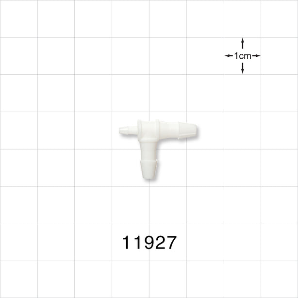 T Connector, Reducer, Barbed, White - Fits 1/16 inch ID Tubing (0.063 inch, 1.59 mm); Fits 1/8 inch ID Tubing (0.125 inch, 3.18 mm) - 11927