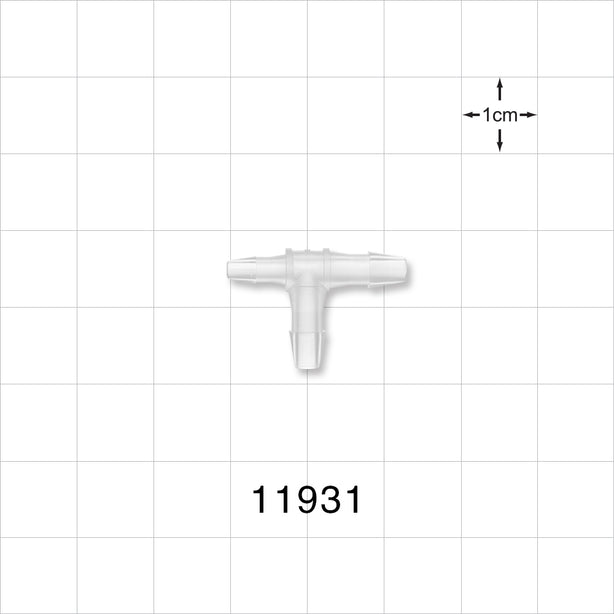 T Connector, Reducer, Barbed, Natural - Fits 3/32 inch ID Tubing (0.094 inch, 2.38 mm); Fits 1/8 inch ID Tubing (0.125 inch, 3.18 mm) - 11931