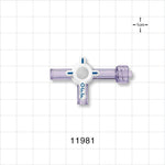 3-Way Stopcock, 2 Female Luer Locks, 1 Male Luer Lock - 45 psi - 11981