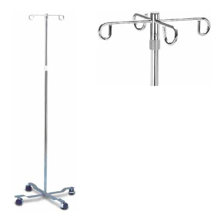 MedSource International IV Pole MedSource 4-Hook 5-Leg, Casters,18 lb Aluminum Alloy - Each - MS-47100-EA