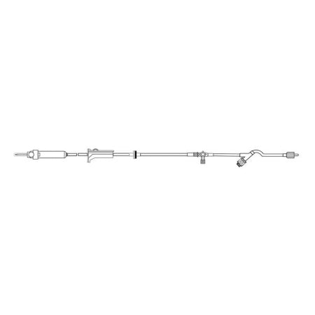MedSource International Primary IV Administration Set MedSource Gravity 3 Ports 15 Drops / mL Drip Rate Without Filter 122 Inch Tubing - Case of 50 - MS-83122-CS
