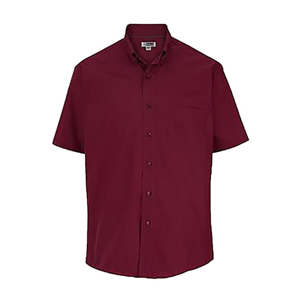Edwards Garment CO Work 1245 013 Men's Short Sleeve Poplin Shirt, Lightweight, Burgundy, Size XL - 1 Each