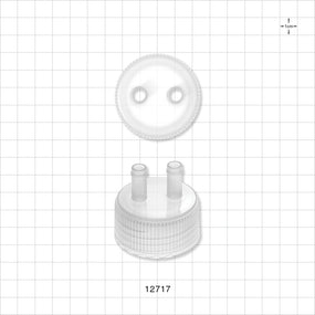 PharmaTainer™ Cap, 2-Ports - 48 mm; 2 External Ports Fit 1/4 inch ID Tubing x 2 Internal Ports Fit 1/4 inch ID Tubing (0.25 inch, 6.35 mm) - 12717