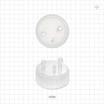 PharmaTainer™ Cap, 3-Ports - 70 mm; 2 External Ports Fit 1/4 inch ID Tubing x 2 Internal Ports Fit 1/4 inch ID Tubing (0.25 inch, 6.35 mm); 1 External Port Fits 3/16 inch ID Tubing (0.188 inch, 4.76 mm) - 12722