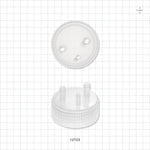 PharmaTainer™ Cap, 3-Ports - 70 mm; 2 External Ports Fit 1/4 inch ID Tubing x 2 Internal Ports Fit 1/4 inch ID Tubing (0.25 inch, 6.35 mm); 1 External Port Fits 3/16 inch ID Tubing x 1 Internal Port Fits 3/16 inch ID Tubing (0.188 inch, 4.76 mm) - 12723