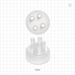 PharmaTainer™ Cap, 4-Ports - 70 mm; 4 External Ports Fit 3/8 inch ID Tubing x 4 Internal Ports Fit 3/8 inch ID Tubing (0.375 inch, 9.53 mm) - 12724