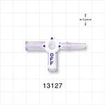 3-Way Stopcock, 2 Female Luer Locks, Male Luer Slip - 45 psi - 13127
