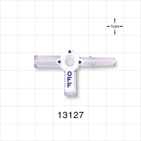 3-Way Stopcock, 2 Female Luer Locks, Male Luer Slip - 45 psi - 13127