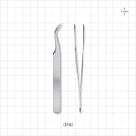 Single-Use Tweezer Forceps, Fine Tips, Curved, Satin Finish - 4.5 inch (114 mm) - 13167