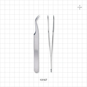 Single-Use Tweezer Forceps, Fine Tips, Curved, Satin Finish - 4.5 inch (114 mm) - 13167