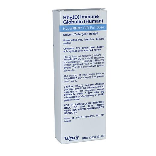 Grifols Therapeutics Inc. HyperRHO S / D Full Dose Injection 13533-0631-02 - 1.0 Each
