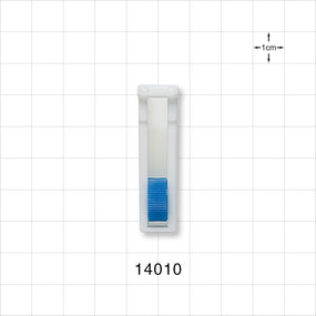 Roller Clamp, White Body, Blue Wheel; Assembled - Fits 0.189 inch OD Tubing (4.8 mm) - 14010